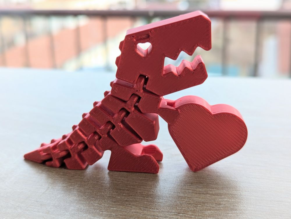 Valentine Flexi T-Rex, 3D printed