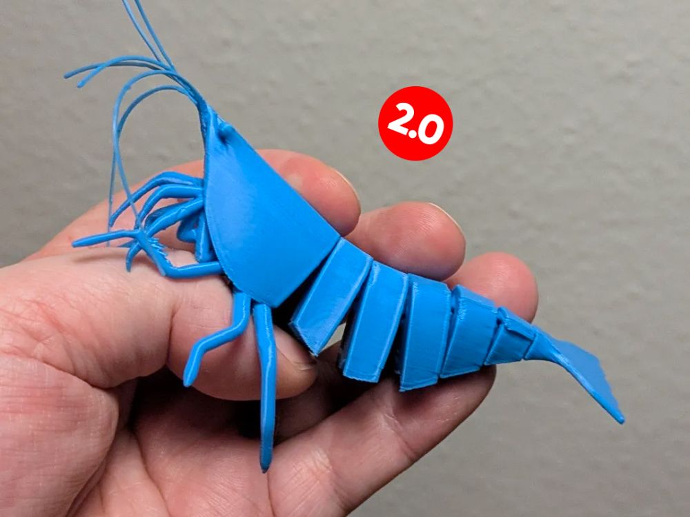Articulated Shrimp, 3D printed