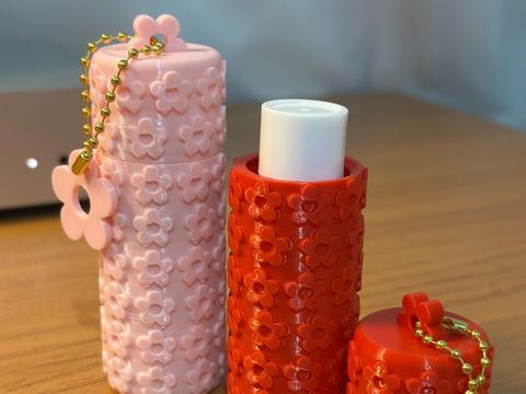 Flower Lip Balm Keychain, 3D printed